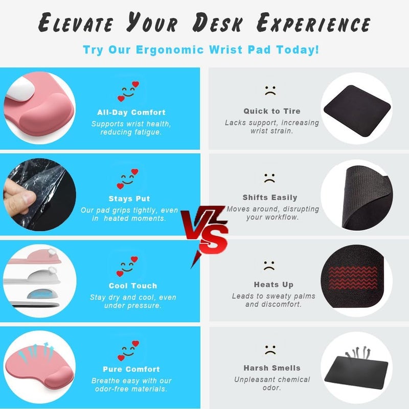DemonChest Office Mousepad with Gel Wrist Support - Ergonomic Gaming Desktop Mouse Pad Wrist Rest - Design Gamepad Mat Rubber Base for Laptop Computer -Silicone Non-Slip Special-Textured Surface (12Walnut) - Image 5